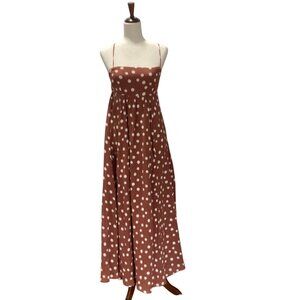Abercrombie & Fitch Flowy Polka Dot 100% Cotton Maxi Dress Sz ST